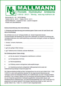 Datenschutzerklärung ohne Internetbezug